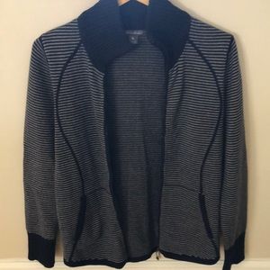 Eddie Bauer zip-up cardigan, black n’ gray, medium